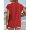 imageATHMILE Tops for Women Trendy Short Sleeve Shirts Dressy Casual Cap Blouses with Curved Hem Summer ClothingRed