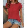 imageATHMILE Tops for Women Trendy Short Sleeve Shirts Dressy Casual Cap Blouses with Curved Hem Summer ClothingRed