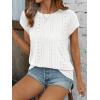 imageATHMILE Tops for Women Trendy Short Sleeve Shirts Dressy Casual Cap Blouses with Curved Hem Summer ClothingWhite