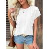 imageATHMILE Tops for Women Trendy Short Sleeve Shirts Dressy Casual Cap Blouses with Curved Hem Summer ClothingWhite