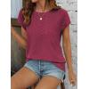 imageATHMILE Tops for Women Trendy Short Sleeve Shirts Dressy Casual Cap Blouses with Curved Hem Summer ClothingWine Red