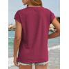 imageATHMILE Tops for Women Trendy Short Sleeve Shirts Dressy Casual Cap Blouses with Curved Hem Summer ClothingWine Red
