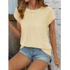 imageATHMILE Tops for Women Trendy Short Sleeve Shirts Dressy Casual Cap Blouses with Curved Hem Summer ClothingYellow