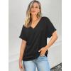 imageATHMILE V Neck T Shirts for Women Summer Tops Soft Casual Short Sleeve Cute Basic Trendy Outfits 2025Black