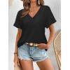 imageATHMILE V Neck T Shirts for Women Summer Tops Soft Casual Short Sleeve Cute Basic Trendy Outfits 2025Black