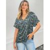 imageATHMILE V Neck T Shirts for Women Summer Tops Soft Casual Short Sleeve Cute Basic Trendy Outfits 2025Floralblue