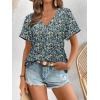 imageATHMILE V Neck T Shirts for Women Summer Tops Soft Casual Short Sleeve Cute Basic Trendy Outfits 2025Floralblue