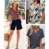 imageATHMILE V Neck T Shirts for Women Summer Tops Soft Casual Short Sleeve Cute Basic Trendy Outfits 2025Floralblue