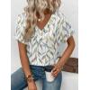 imageATHMILE V Neck T Shirts for Women Summer Tops Soft Casual Short Sleeve Cute Basic Trendy Outfits 2025Multileaf