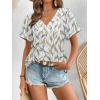 imageATHMILE V Neck T Shirts for Women Summer Tops Soft Casual Short Sleeve Cute Basic Trendy Outfits 2025Multileaf