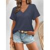 imageATHMILE V Neck T Shirts for Women Summer Tops Soft Casual Short Sleeve Cute Basic Trendy Outfits 2025Navy Blue