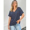 imageATHMILE V Neck T Shirts for Women Summer Tops Soft Casual Short Sleeve Cute Basic Trendy Outfits 2025Navy Blue