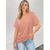 imageATHMILE V Neck T Shirts for Women Summer Tops Soft Casual Short Sleeve Cute Basic Trendy Outfits 2025Pink