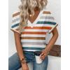 imageATHMILE V Neck T Shirts for Women Summer Tops Soft Casual Short Sleeve Cute Basic Trendy Outfits 2025Striped Orange