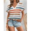 imageATHMILE V Neck T Shirts for Women Summer Tops Soft Casual Short Sleeve Cute Basic Trendy Outfits 2025Striped Orange