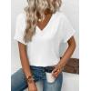 imageATHMILE V Neck T Shirts for Women Summer Tops Soft Casual Short Sleeve Cute Basic Trendy Outfits 2025White