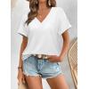 imageATHMILE V Neck T Shirts for Women Summer Tops Soft Casual Short Sleeve Cute Basic Trendy Outfits 2025White