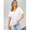 imageATHMILE V Neck T Shirts for Women Summer Tops Soft Casual Short Sleeve Cute Basic Trendy Outfits 2025White