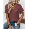 imageATHMILE V Neck T Shirts for Women Summer Tops Soft Casual Short Sleeve Cute Basic Trendy Outfits 2025Wine Red