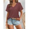imageATHMILE V Neck T Shirts for Women Summer Tops Soft Casual Short Sleeve Cute Basic Trendy Outfits 2025Wine Red