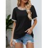 imageATHMILE Womens Short Sleeve Tops Striped Color Block T Shirts Summer Crewneck Loose Casual Tee 2025Black