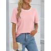 imageATHMILE Womens Short Sleeve Tops Striped Color Block T Shirts Summer Crewneck Loose Casual Tee 2025Light Pink