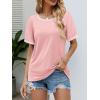 imageATHMILE Womens Short Sleeve Tops Striped Color Block T Shirts Summer Crewneck Loose Casual Tee 2025Light Pink