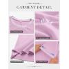 imageATHMILE Womens Short Sleeve Tops Striped Color Block T Shirts Summer Crewneck Loose Casual Tee 2025Lilac