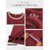 imageATHMILE Womens Short Sleeve Tops Striped Color Block T Shirts Summer Crewneck Loose Casual Tee 2025Wine Red