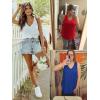 imageATHMILE Womens Tank Tops Summer Deep V Neck Loose Fit Flowy Sleeveless Shirt 2025Red