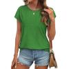 imageATHMILE Tops for Women Trendy Short Sleeve Shirts Dressy Casual Cap Blouses with Curved Hem Summer ClothingGreen