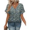 imageATHMILE V Neck T Shirts for Women Summer Tops Soft Casual Short Sleeve Cute Basic Trendy Outfits 2025Floralblue
