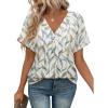 imageATHMILE V Neck T Shirts for Women Summer Tops Soft Casual Short Sleeve Cute Basic Trendy Outfits 2025Multileaf