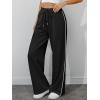 imageATHMILE Womens Wide Leg Sweatpants Baggy Sweat Pants with Pockets High Waisted Track Drawstring Fashion JoggersBlack