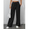 imageATHMILE Womens Wide Leg Sweatpants Baggy Sweat Pants with Pockets High Waisted Track Drawstring Fashion JoggersBlack