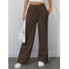 imageATHMILE Womens Wide Leg Sweatpants Baggy Sweat Pants with Pockets High Waisted Track Drawstring Fashion JoggersBrown