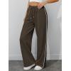 imageATHMILE Womens Wide Leg Sweatpants Baggy Sweat Pants with Pockets High Waisted Track Drawstring Fashion JoggersBrown