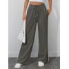 imageATHMILE Womens Wide Leg Sweatpants Baggy Sweat Pants with Pockets High Waisted Track Drawstring Fashion JoggersDark Grey