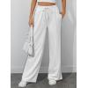imageATHMILE Womens Wide Leg Sweatpants Baggy Sweat Pants with Pockets High Waisted Track Drawstring Fashion JoggersWhite