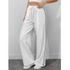 imageATHMILE Womens Wide Leg Sweatpants Baggy Sweat Pants with Pockets High Waisted Track Drawstring Fashion JoggersWhite