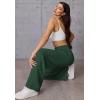imageATHMILE Womens Wide Leg Sweatpants High Waisted Baggy Pants Fashion Teen Girl Drawstring Athletic JoggersDark Green