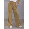 imageATHMILE Womens Wide Leg Sweatpants High Waisted Baggy Pants Fashion Teen Girl Drawstring Athletic JoggersDark Khaki