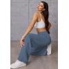 imageATHMILE Womens Wide Leg Sweatpants High Waisted Baggy Pants Fashion Teen Girl Drawstring Athletic JoggersGrey Blue
