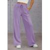imageATHMILE Womens Wide Leg Sweatpants High Waisted Baggy Pants Fashion Teen Girl Drawstring Athletic JoggersLight Purple