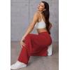 imageATHMILE Womens Wide Leg Sweatpants High Waisted Baggy Pants Fashion Teen Girl Drawstring Athletic JoggersRed
