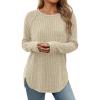 imageATHMILE Long Sleeve Shirts for Women Tunic Tops Loose Fit Dressy Crew Neck Pullover Basic Sweaters 2025Apricot