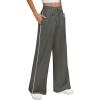 imageATHMILE Womens Wide Leg Sweatpants Baggy Sweat Pants with Pockets High Waisted Track Drawstring Fashion JoggersDark Grey