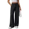 imageATHMILE Womens Wide Leg Sweatpants High Waisted Baggy Pants Fashion Teen Girl Drawstring Athletic JoggersBlack