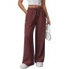 imageATHMILE Womens Wide Leg Sweatpants High Waisted Baggy Pants Fashion Teen Girl Drawstring Athletic JoggersWine Red