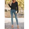 imageATHMILE Long Sleeve T Shirts for Women Lace V Neck Casual Cute Tops Loose Fit Fall Winter Basic ClothingBlack